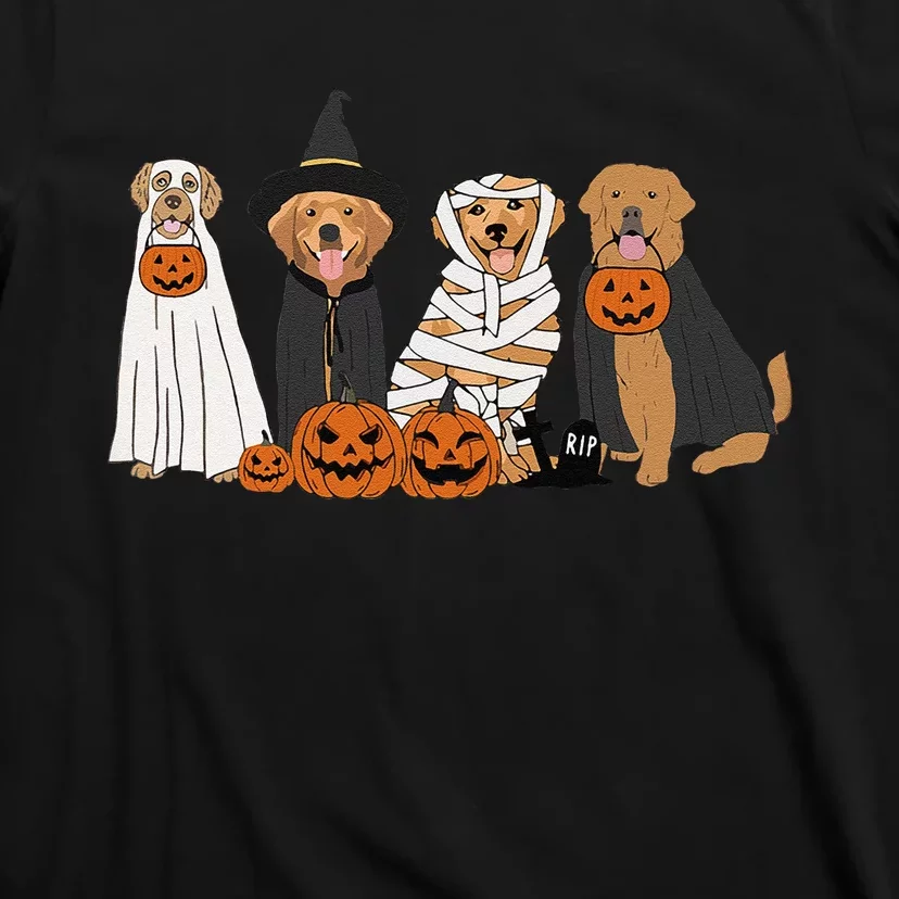 Golden Retriever Ghost Dog Halloween Golden Retriever Witch Gift T-Shirt