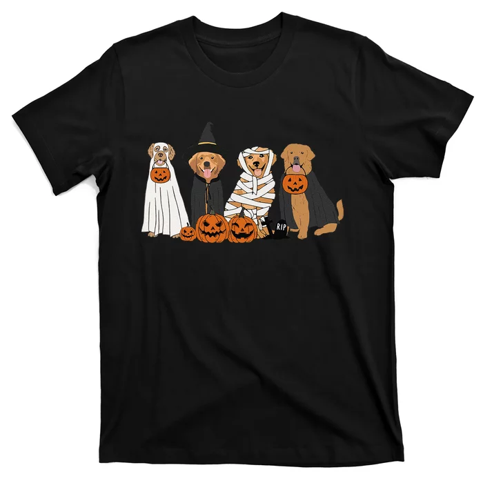 Golden Retriever Ghost Dog Halloween Golden Retriever Witch Gift T-Shirt