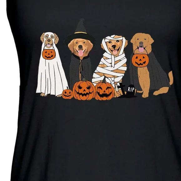 Golden Retriever Ghost Dog Halloween Golden Retriever Witch Gift Ladies Essential Flowy Tank