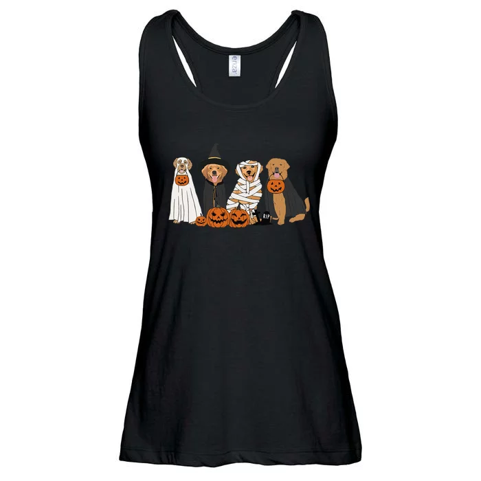 Golden Retriever Ghost Dog Halloween Golden Retriever Witch Gift Ladies Essential Flowy Tank