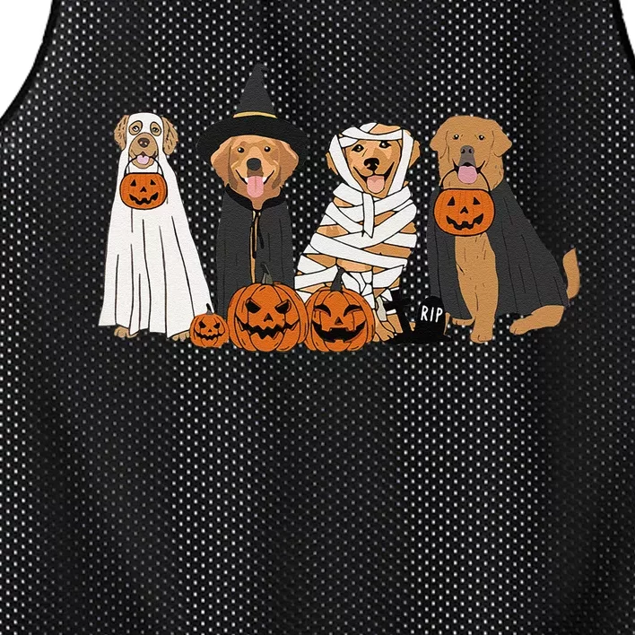 Golden Retriever Ghost Dog Halloween Golden Retriever Witch Gift Mesh Reversible Basketball Jersey Tank