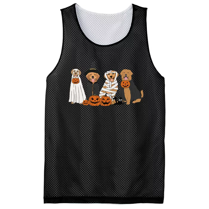 Golden Retriever Ghost Dog Halloween Golden Retriever Witch Gift Mesh Reversible Basketball Jersey Tank