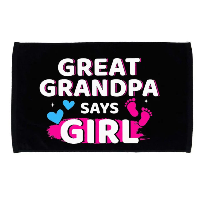 Gender reveal great grandpa says matching baby party Microfiber Hand Towel