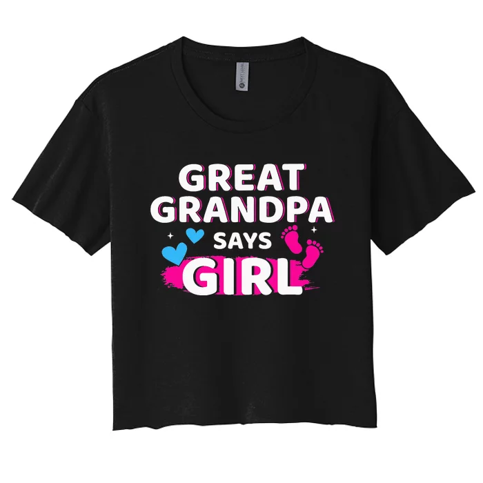 Gender reveal great grandpa says matching baby party Women's Crop Top Tee