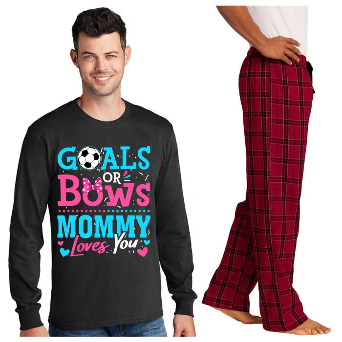 Gender Reveal Goals Or Bows Mommy Loves You Soccer Long Sleeve Pajama Set