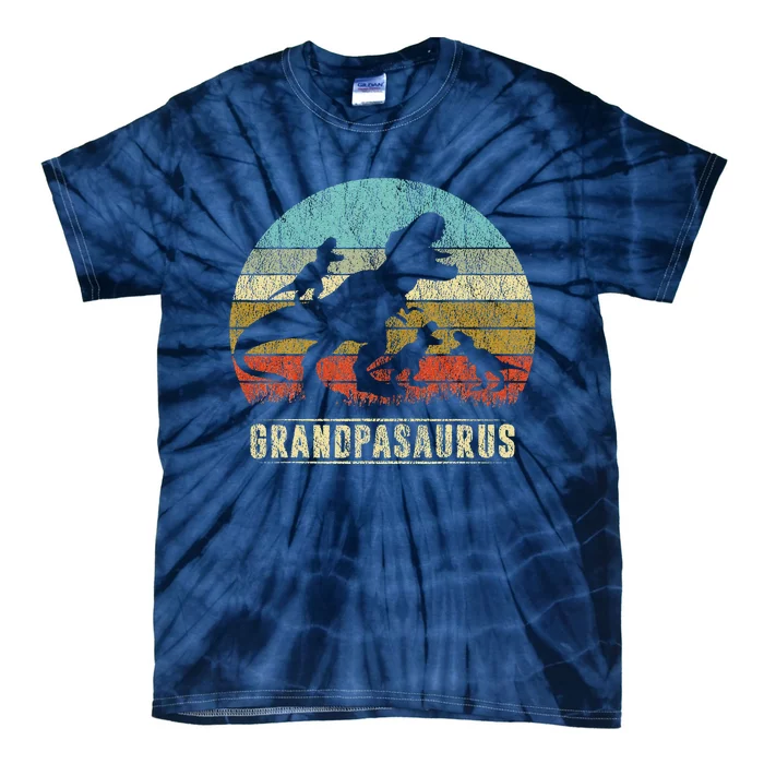 Grandpasaurus Rex Grandpa Dinosaur 3 Three Fathers Day Tie-Dye T-Shirt