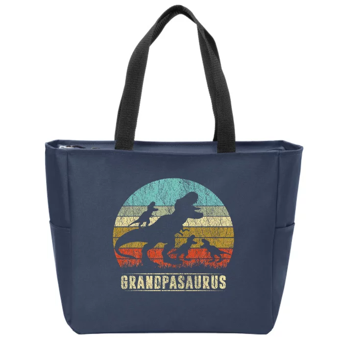 Grandpasaurus Rex Grandpa Dinosaur 3 Three Fathers Day Zip Tote Bag