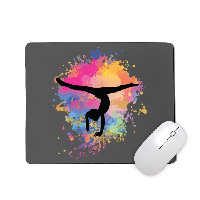 Girl Rainbow Gymnastics Female Gymnast Silhouette HandStand Mousepad