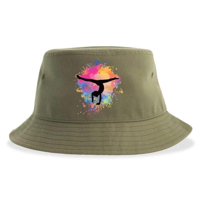 Girl Rainbow Gymnastics Female Gymnast Silhouette HandStand Sustainable Bucket Hat