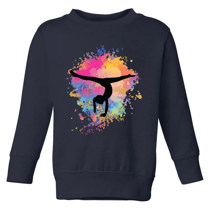 Girl Rainbow Gymnastics Female Gymnast Silhouette HandStand Toddler Sweatshirt