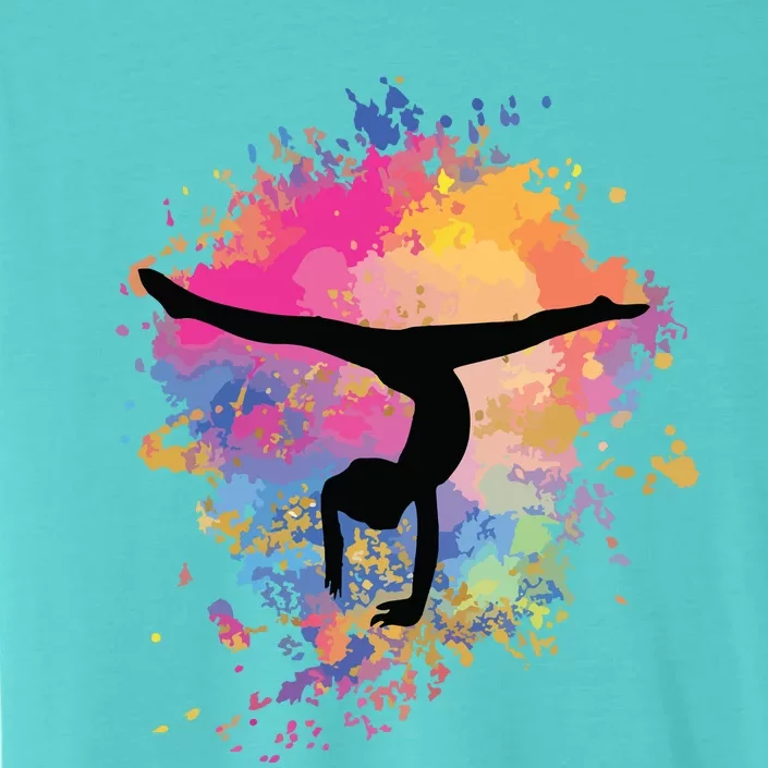 Girl Rainbow Gymnastics Female Gymnast Silhouette HandStand ChromaSoft Performance T-Shirt