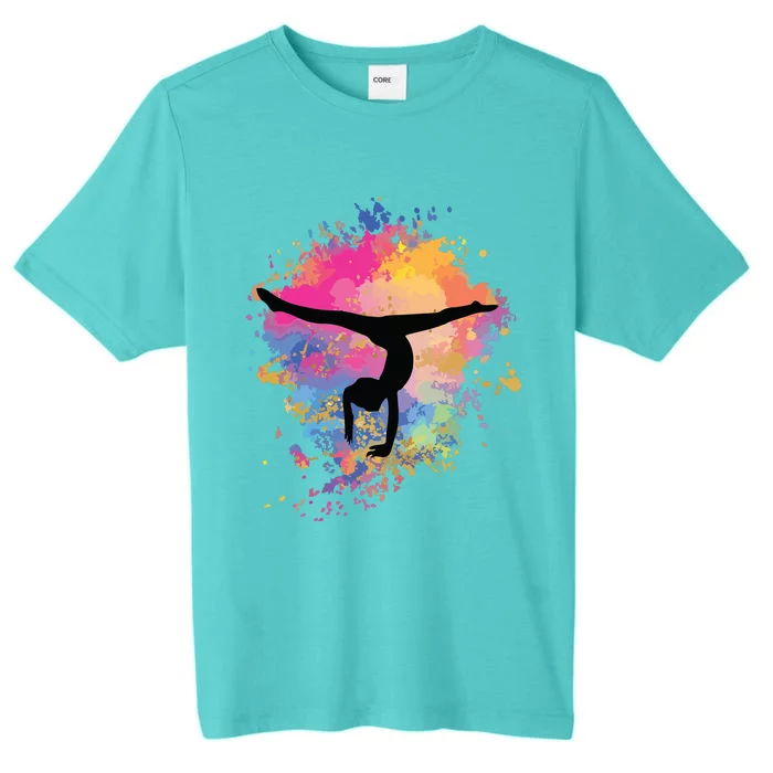 Girl Rainbow Gymnastics Female Gymnast Silhouette HandStand ChromaSoft Performance T-Shirt