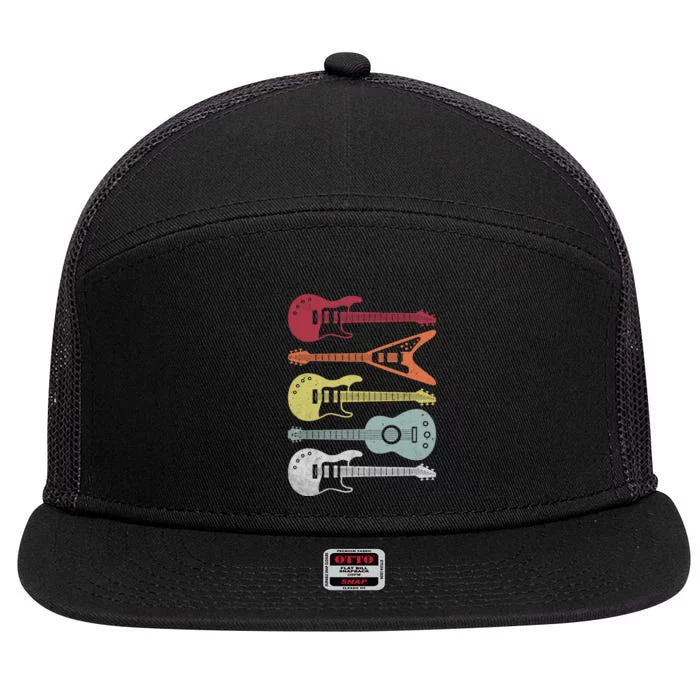 Guitar Retro 7 Panel Mesh Trucker Snapback Hat