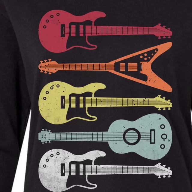 Guitar Retro Womens Cotton Relaxed Long Sleeve T-Shirt