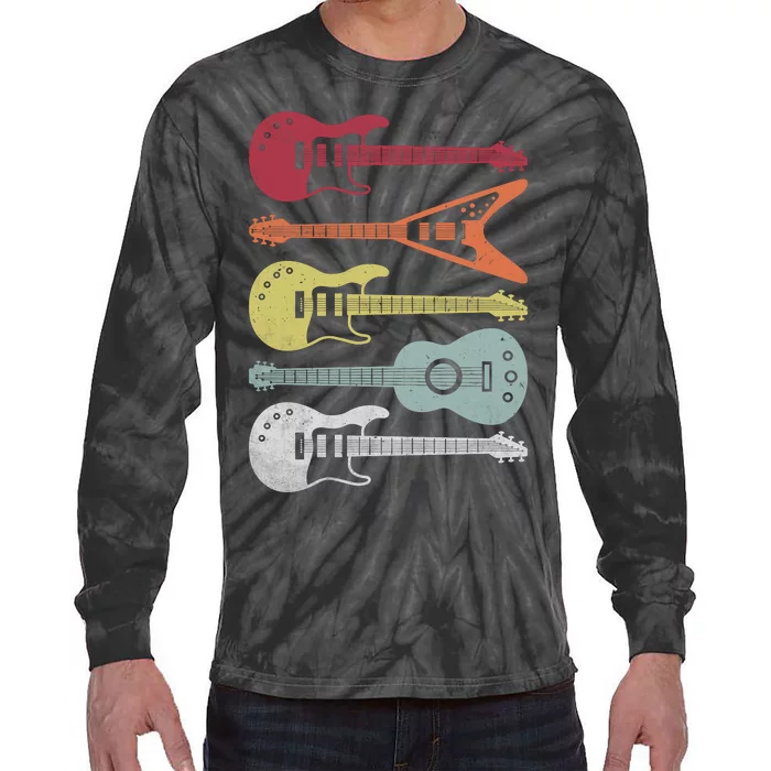 Guitar Retro Tie-Dye Long Sleeve Shirt