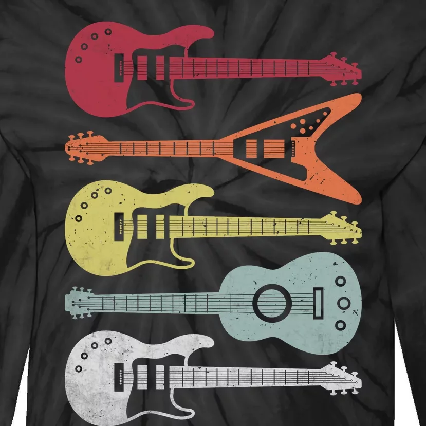 Guitar Retro Tie-Dye Long Sleeve Shirt