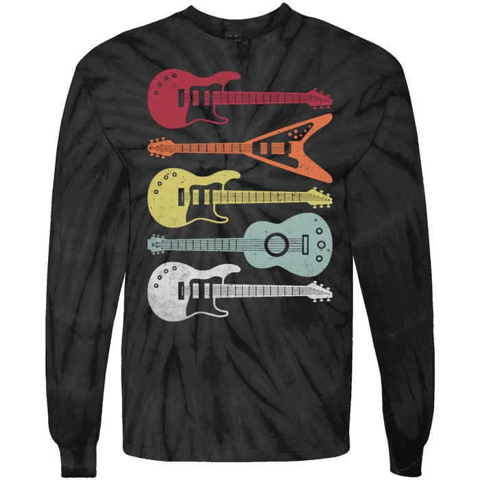 Guitar Retro Tie-Dye Long Sleeve Shirt