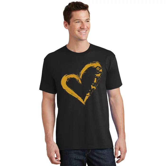 Golden Retriever Gold Dog Heart Shape Golden Dog Lover Gift T-Shirt