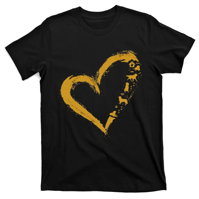 Golden Retriever Gold Dog Heart Shape Golden Dog Lover Gift T-Shirt