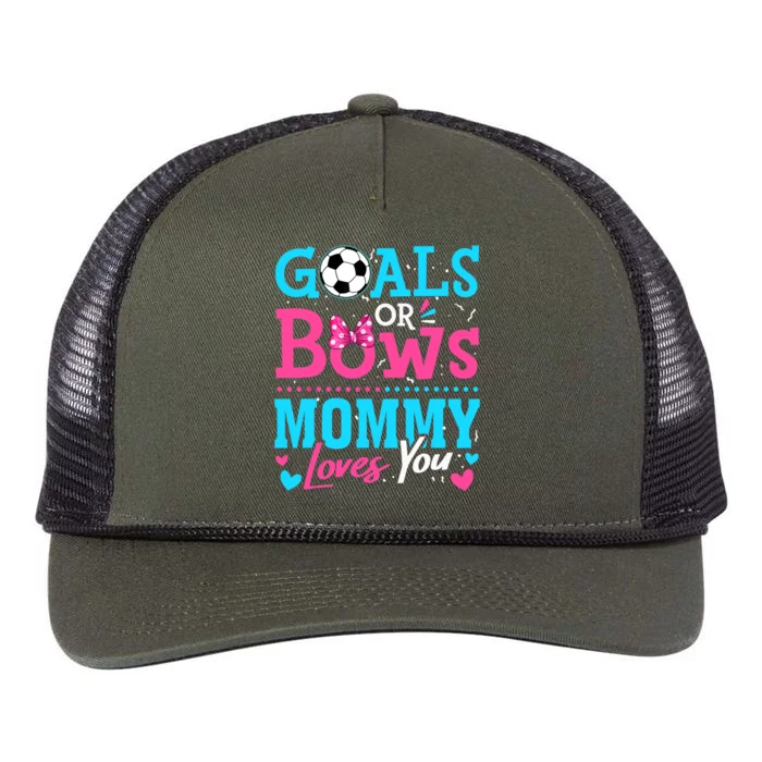 Gender Reveal Goals Or Bows Mommy Loves You Soccer Retro Rope Trucker Hat Cap