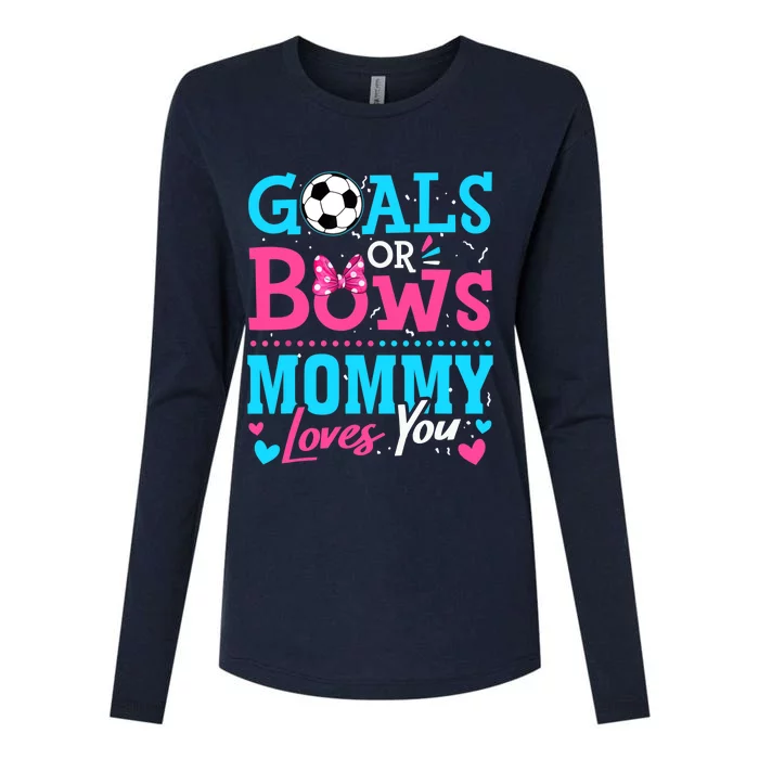 Gender Reveal Goals Or Bows Mommy Loves You Soccer Womens Cotton Relaxed Long Sleeve T-Shirt