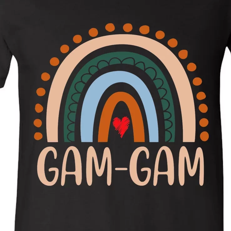 GamGam Rainbow Grandma Cute Mothers Day Funny GamGam V-Neck T-Shirt