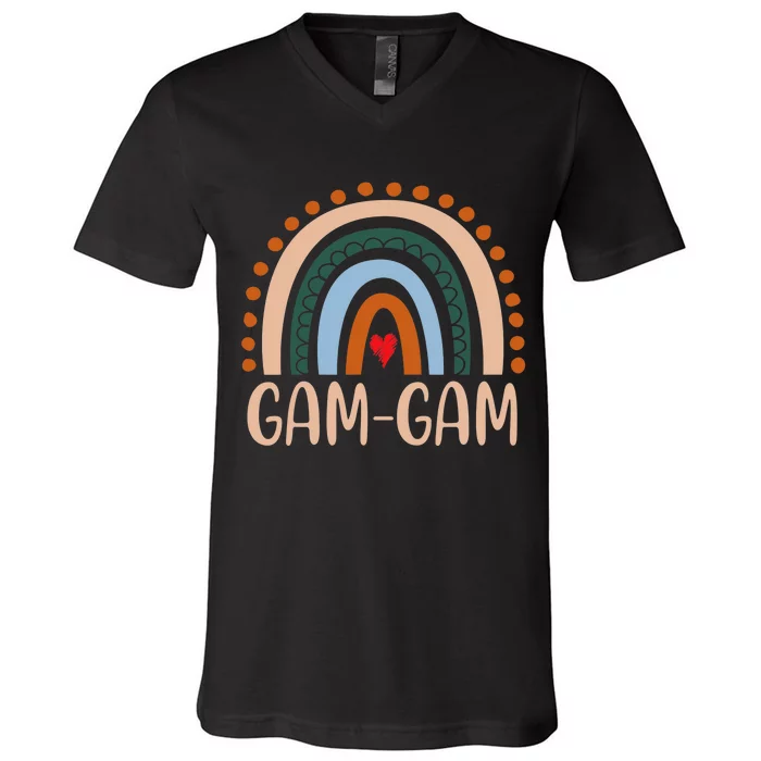 GamGam Rainbow Grandma Cute Mothers Day Funny GamGam V-Neck T-Shirt