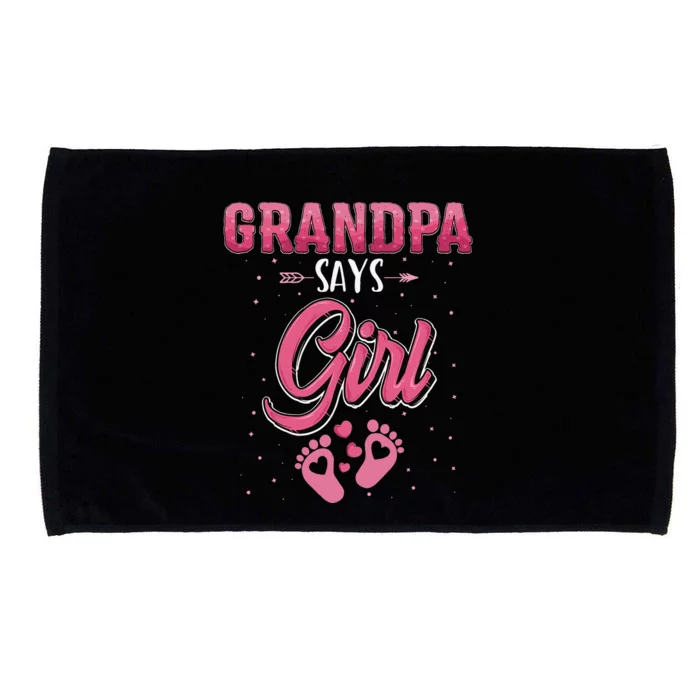 Gender reveal Grandpa says baby matching family set Microfiber Hand Towel