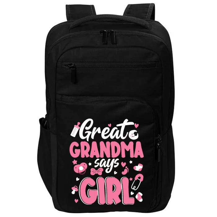 Gender Reveal Great Grandma Says Girl Baby Matching Family Long Sleeve Impact Tech Backpack