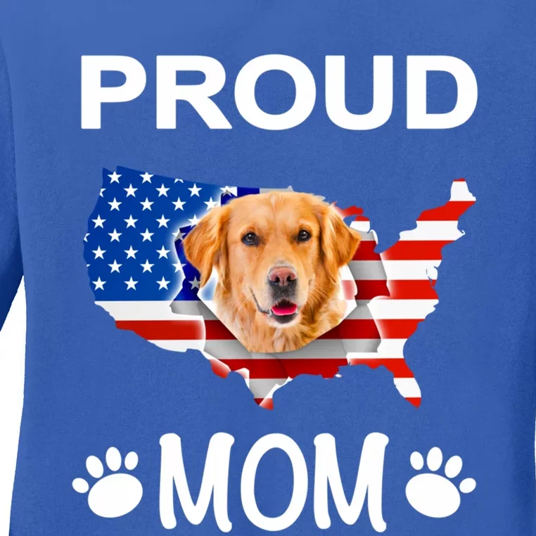 Golden Retriever Golden Retriever Proud Patriot Mom Gift Ladies Long Sleeve Shirt