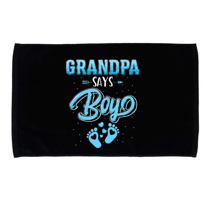 Gender Reveal Grandpa Says Boy Baby Matching Family Set Microfiber Hand Towel