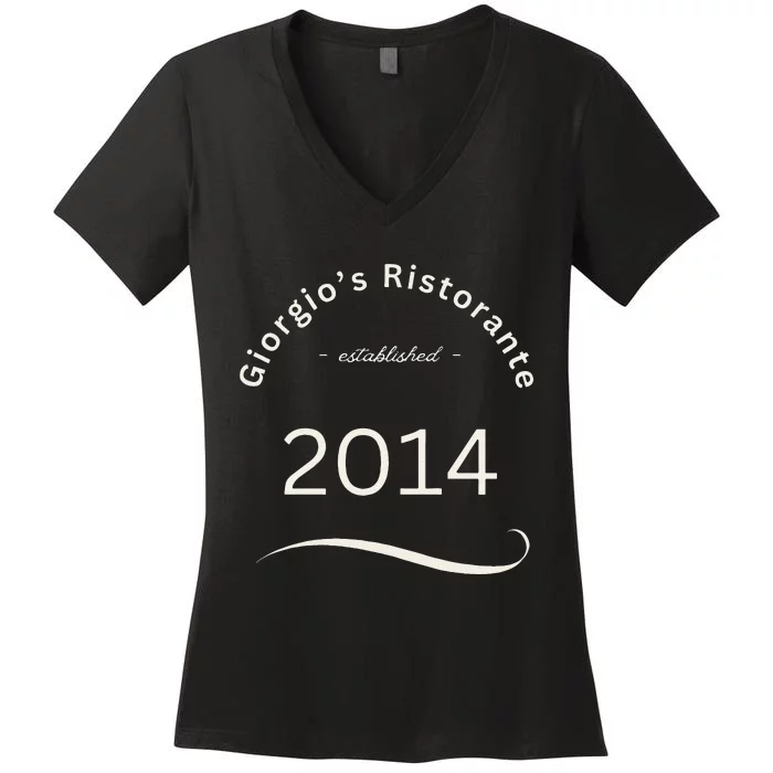 Giorgios Ristorante Great Food Atmosphere Aura Women's V-Neck T-Shirt