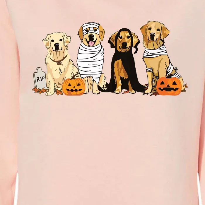 Golden Retriever Ghost Dog Halloween Golden Retriever Witch Vneck Womens California Wash Sweatshirt