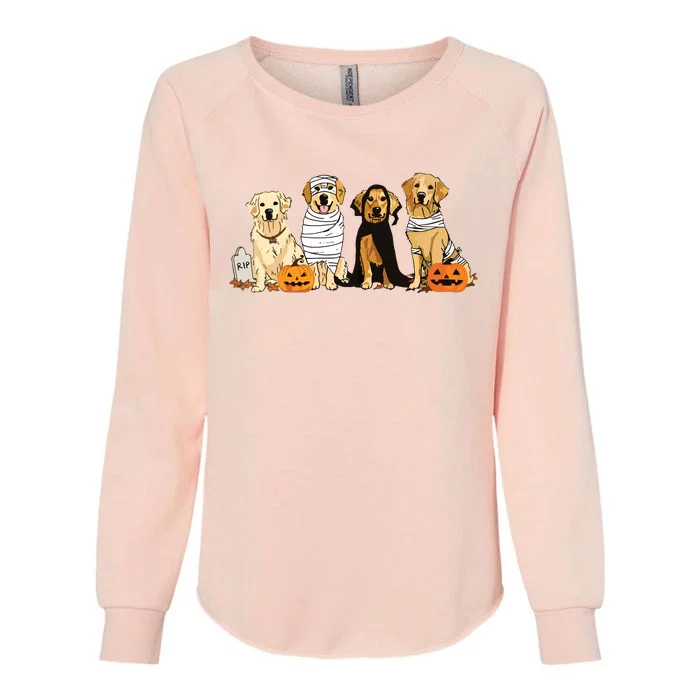 Golden Retriever Ghost Dog Halloween Golden Retriever Witch Vneck Womens California Wash Sweatshirt