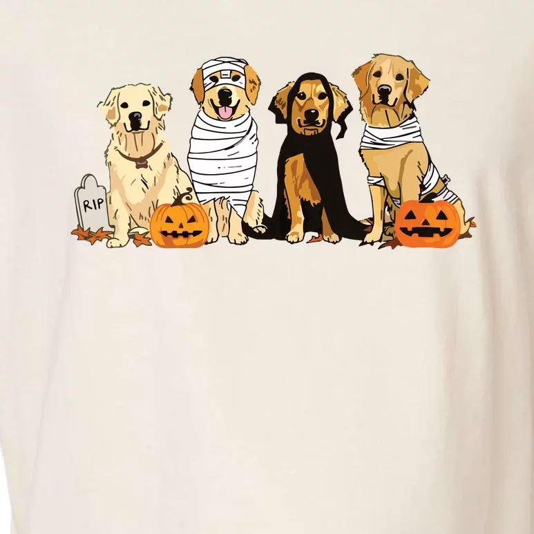 Golden Retriever Ghost Dog Halloween Golden Retriever Witch Vneck Garment-Dyed Women's Muscle Tee