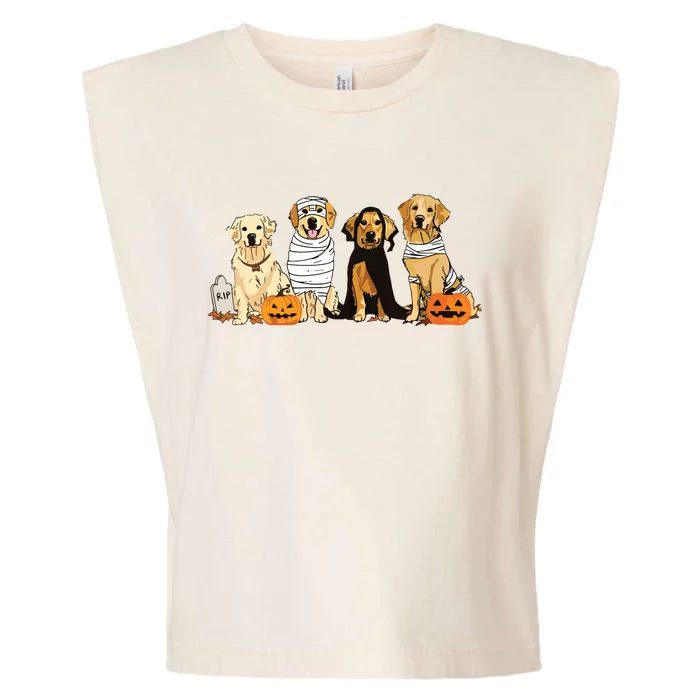 Golden Retriever Ghost Dog Halloween Golden Retriever Witch Vneck Garment-Dyed Women's Muscle Tee