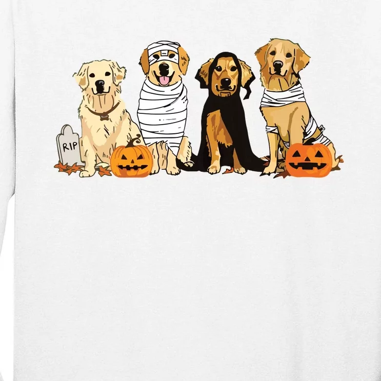 Golden Retriever Ghost Dog Halloween Golden Retriever Witch Vneck Tall Long Sleeve T-Shirt