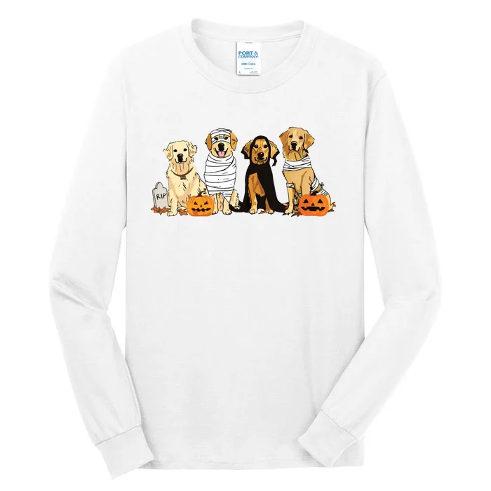 Golden Retriever Ghost Dog Halloween Golden Retriever Witch Vneck Tall Long Sleeve T-Shirt