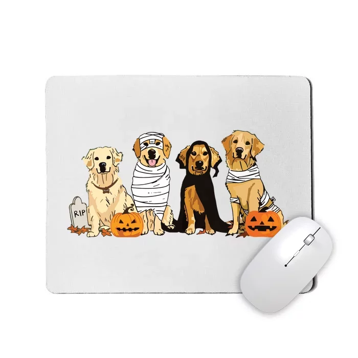 Golden Retriever Ghost Dog Halloween Golden Retriever Witch Vneck Mousepad