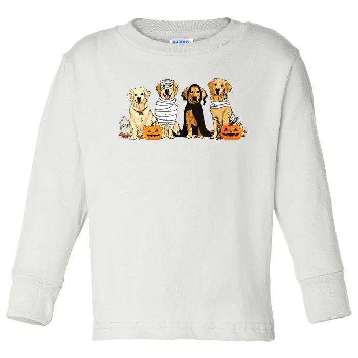 Golden Retriever Ghost Dog Halloween Golden Retriever Witch Vneck Toddler Long Sleeve Shirt