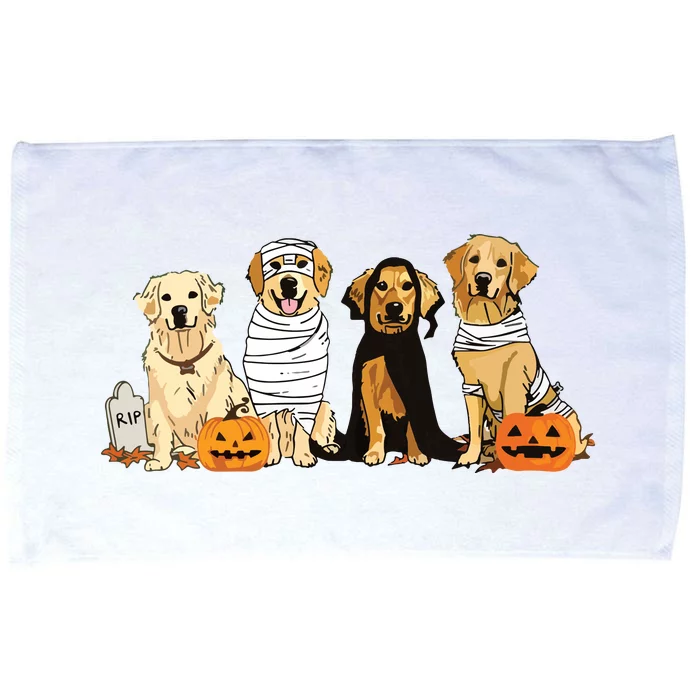 Golden Retriever Ghost Dog Halloween Golden Retriever Witch Vneck Microfiber Hand Towel