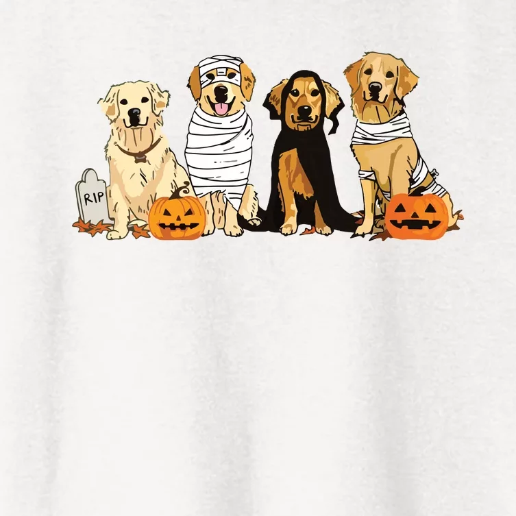 Golden Retriever Ghost Dog Halloween Golden Retriever Witch Vneck Women's Crop Top Tee