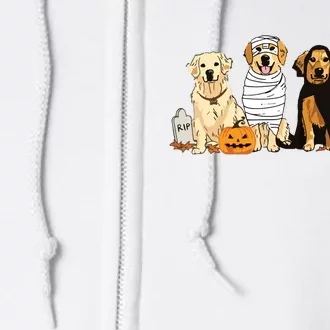 Golden Retriever Ghost Dog Halloween Golden Retriever Witch Vneck Full Zip Hoodie