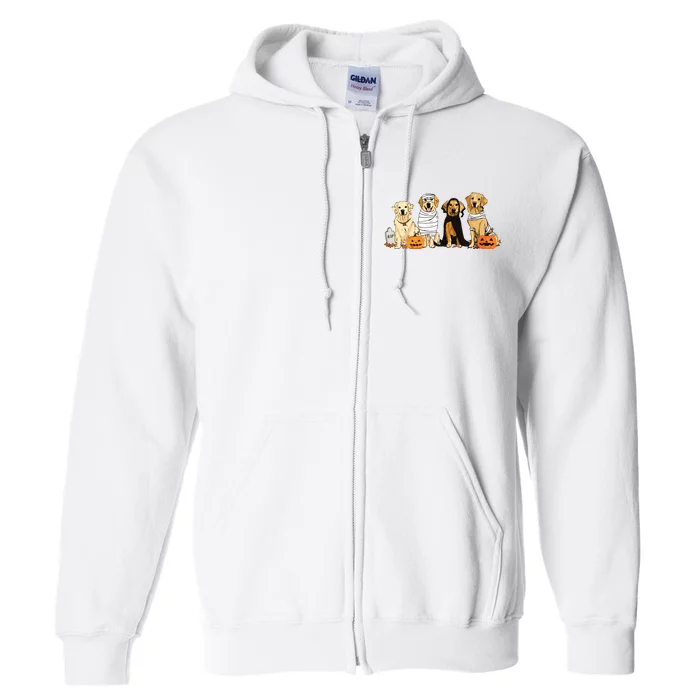 Golden Retriever Ghost Dog Halloween Golden Retriever Witch Vneck Full Zip Hoodie