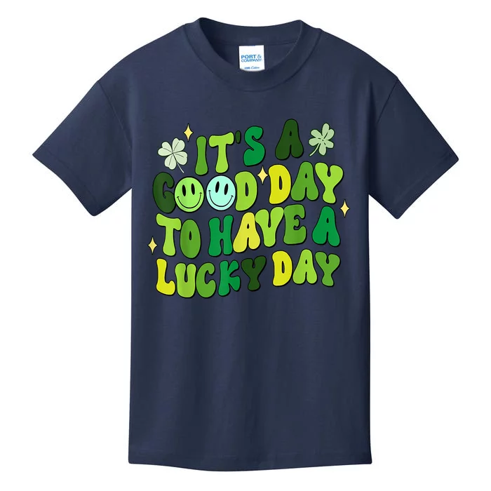 Green Retro Groovy St Patricks Day Party Kids T-Shirt