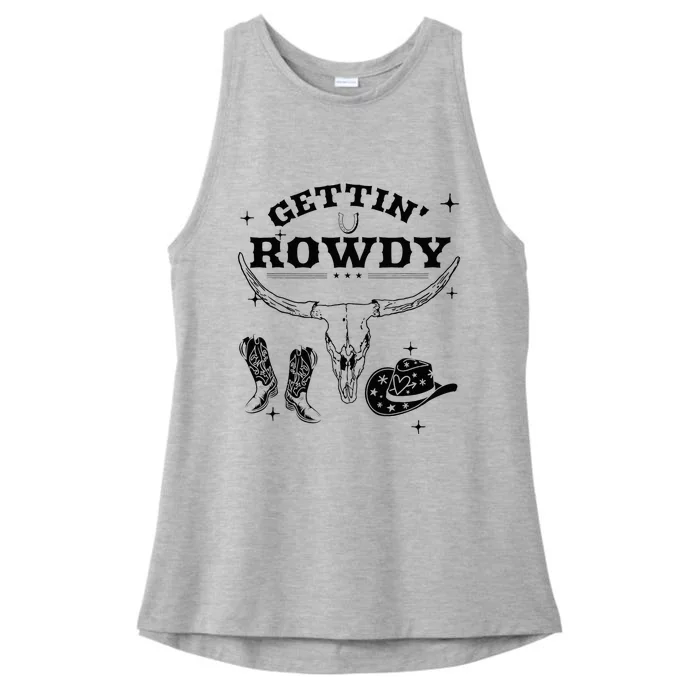 Getting Rowdy Getting Hitched Nashville Bachelorette Party Ladies Tri-Blend Wicking Tank