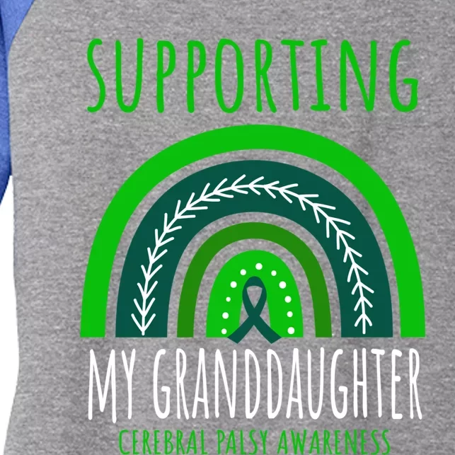 Green Rainbow Grandma Grandpa Granddaughter Cerebral Palsy Meaningful Gift Women's Tri-Blend 3/4-Sleeve Raglan Shirt