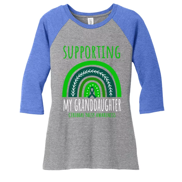 Green Rainbow Grandma Grandpa Granddaughter Cerebral Palsy Meaningful Gift Women's Tri-Blend 3/4-Sleeve Raglan Shirt