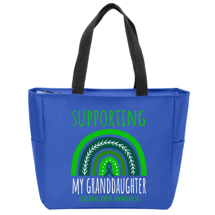 Green Rainbow Grandma Grandpa Granddaughter Cerebral Palsy Meaningful Gift Zip Tote Bag