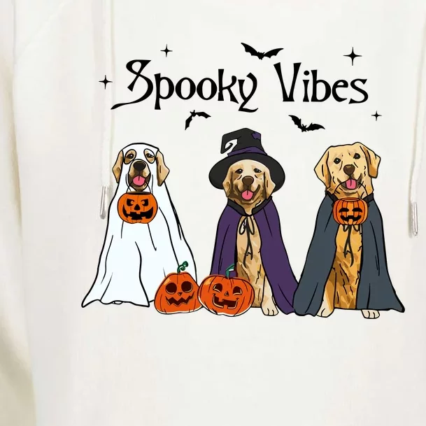 Golden Retriever Ghost Dogs Halloween Dog Witch Spooky Vibes Womens Funnel Neck Pullover Hood